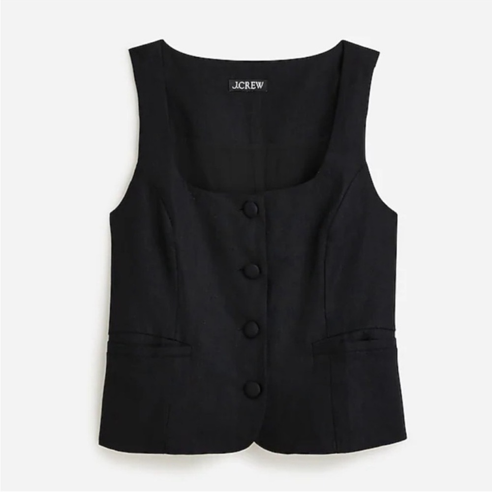 J crew Scoopneck linen-blend vest black